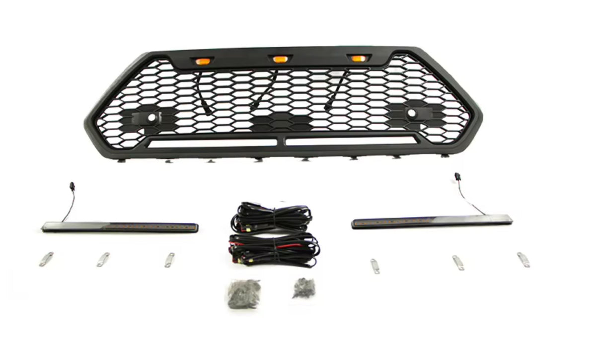 Mesh grille with amber LEDs for the 2019 to 2025 Toyota RAV4 Trail, Adventure and TRD Off-Road