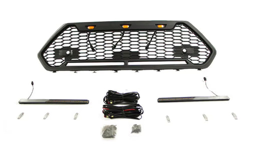 Mesh grille with amber LEDs for the 2019 to 2025 Toyota RAV4 Trail, Adventure and TRD Off-Road