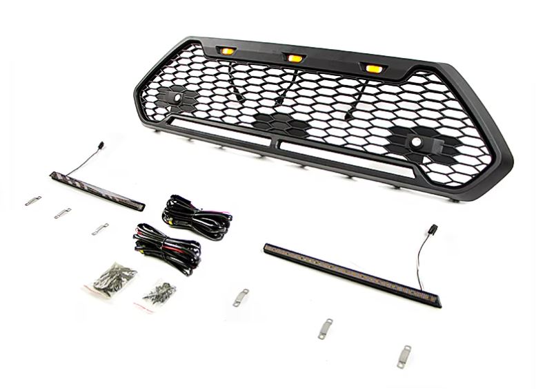 Mesh grille with amber LEDs for the 2019 to 2025 Toyota RAV4 Trail, Adventure and TRD Off-Road