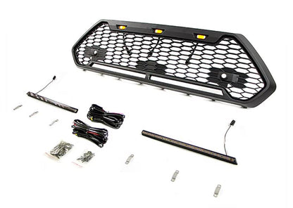Mesh grille with amber LEDs for the 2019 to 2025 Toyota RAV4 Trail, Adventure and TRD Off-Road