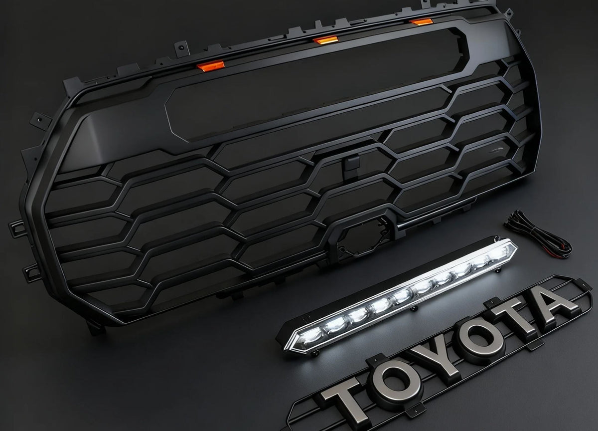 2022+ Toyota Tundra TRD PRO style grille with Raptor lights and LED light bar