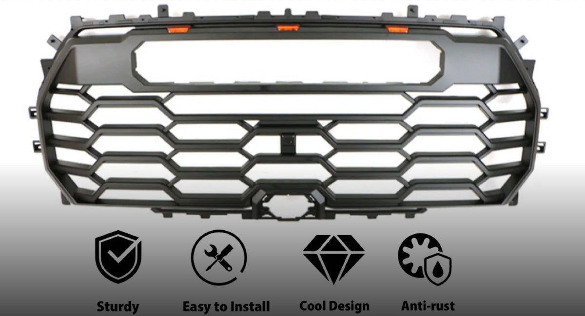 2022+ Toyota Tundra TRD PRO style grille with Raptor lights and LED light bar